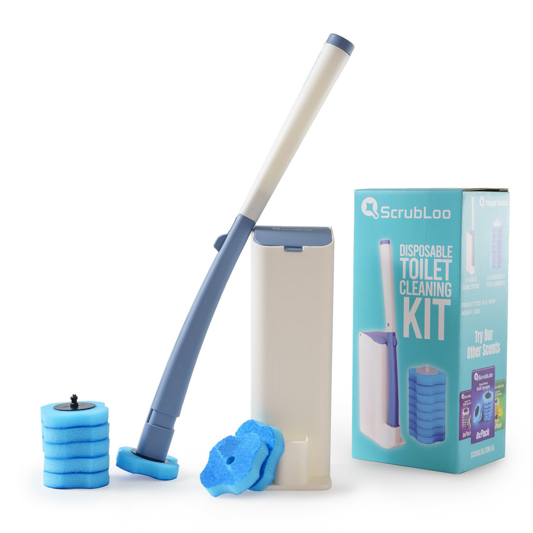 ScrubLoo Disposable Toilet Cleaning Wand Starter Kit-8 Ocean Breeze Refills