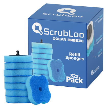 ScrubLoo Ocean Breeze Refill Sponges – Blue, 32-Pack