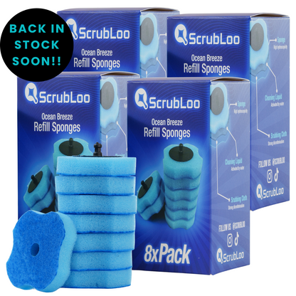 ScrubLoo Ocean Breeze Refill Sponges – Blue, 32-Pack