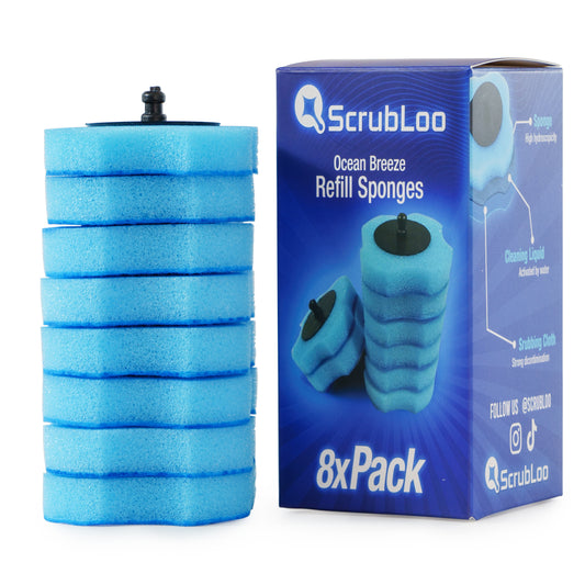 ScrubLoo Ocean Breeze Refill Sponges – Blue, 8-Pack