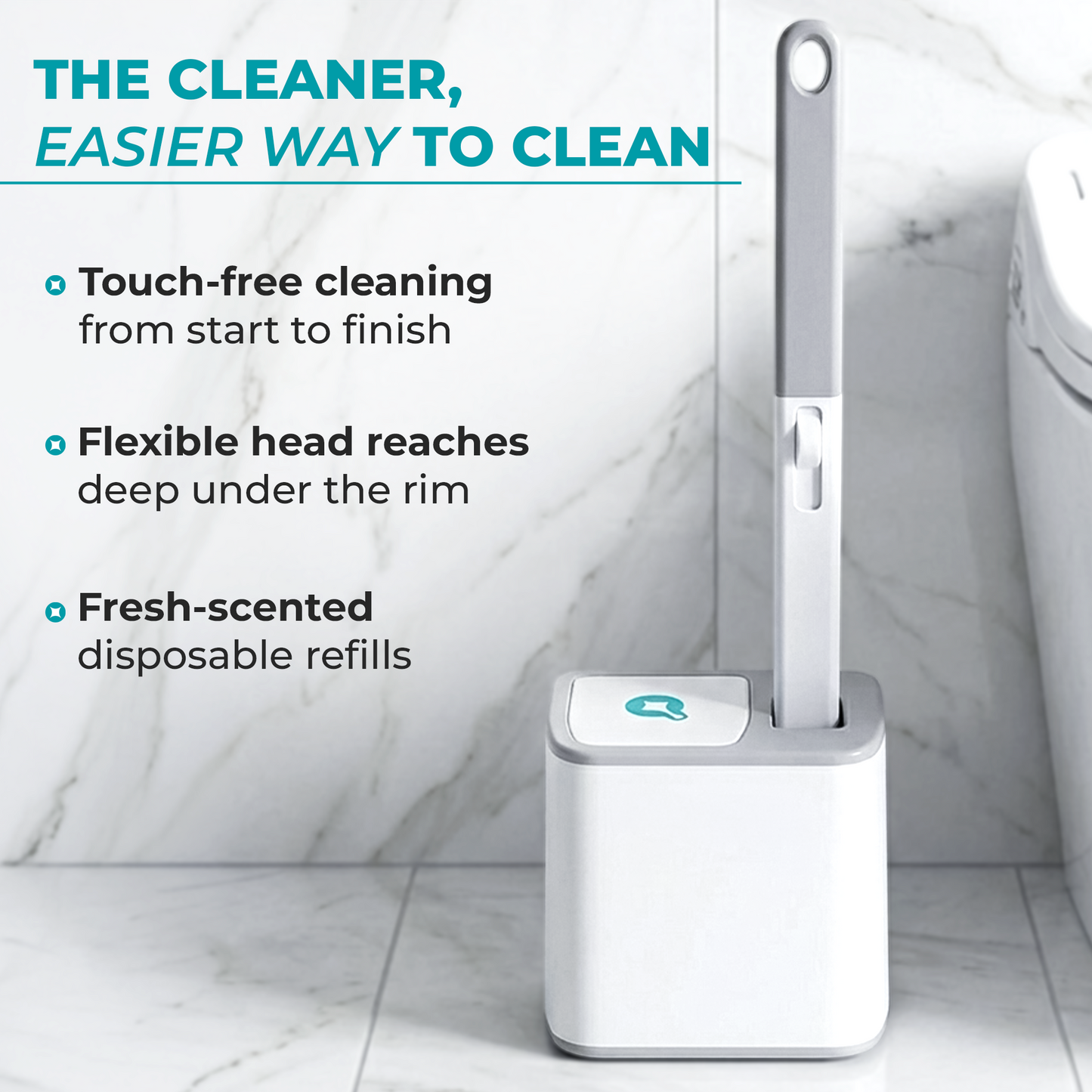 ScrubLoo Flex – EasyLift Disposable Toilet Brush,   Wand + Base + 12 Sponges