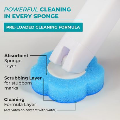 ScrubLoo Flex – EasyLift Disposable Toilet Brush,   Wand + Base + 12 Sponges