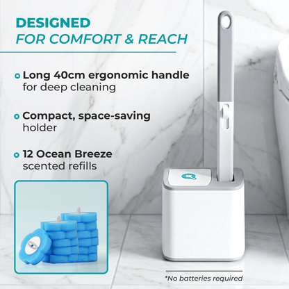 ScrubLoo Flex – EasyLift Disposable Toilet Brush,   Wand + Base + 12 Sponges