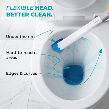 ScrubLoo Flex – EasyLift Disposable Toilet Brush,   Wand + Base + 12 Sponges