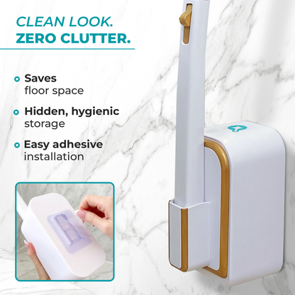 ScrubLoo Flex – Luxe Disposable Toilet Brush, White ,  Wand + Base + 12 Sponges
