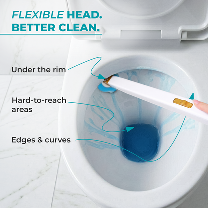 ScrubLoo Flex – Luxe Disposable Toilet Brush, White ,  Wand + Base + 12 Sponges